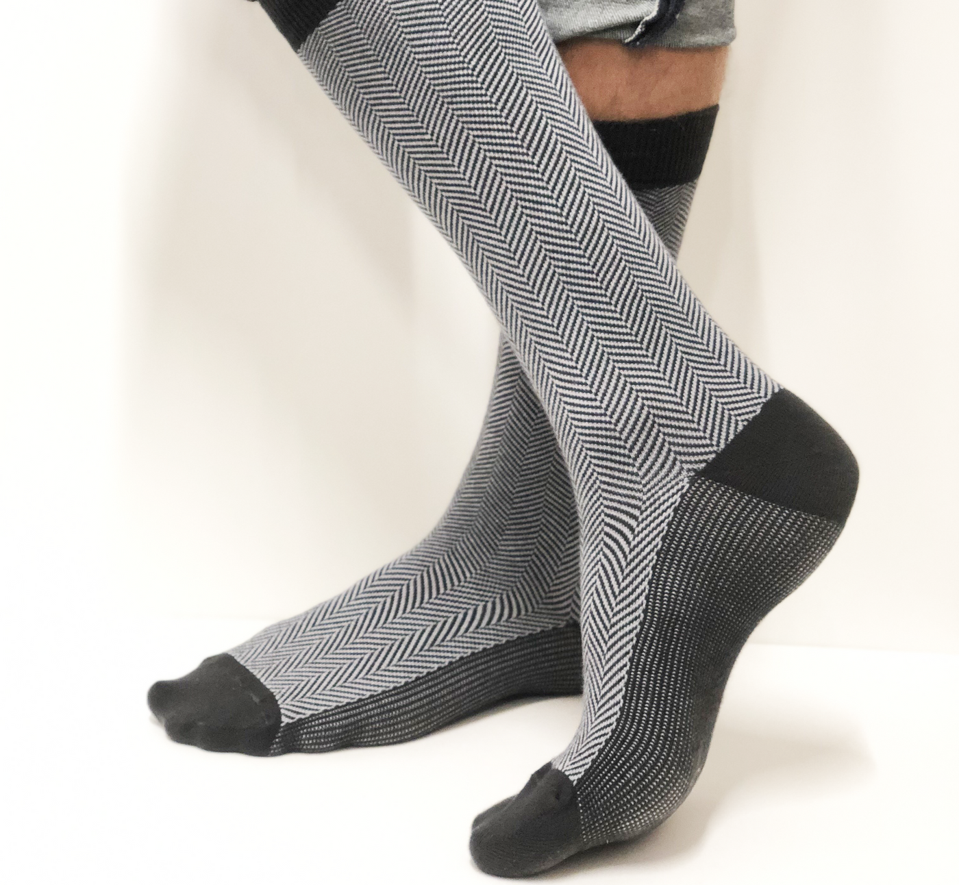 Fantaisie - Hautes Chevronnée Grise - Made in France - 2