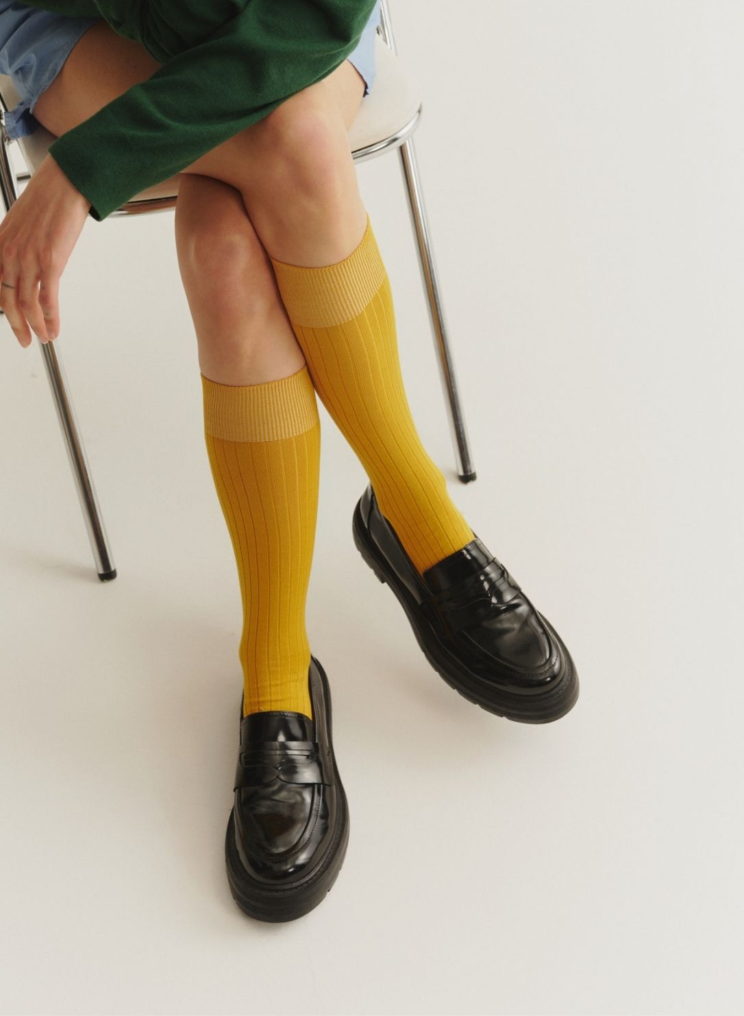 Chaussettes De Luxe en Fils d'Écosse jaune moutarde