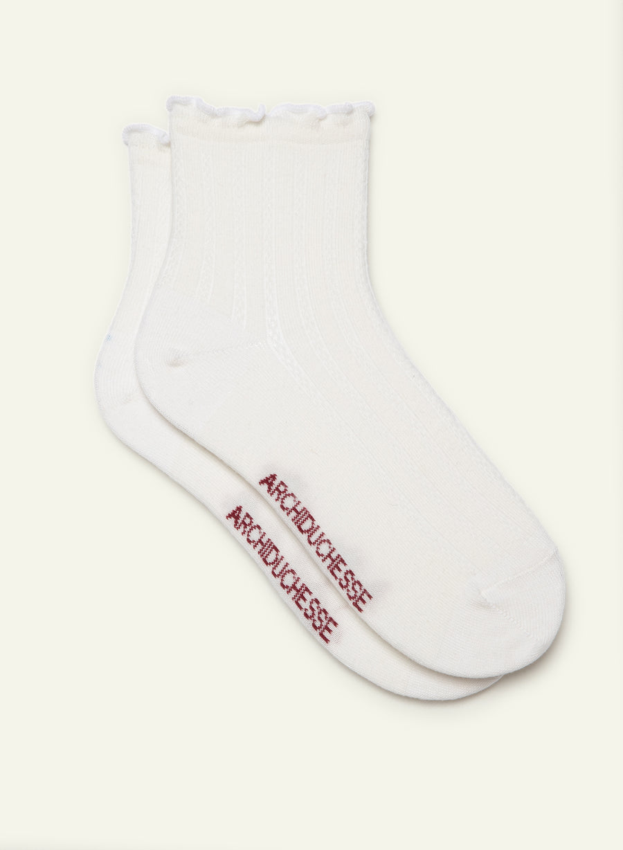 Wool White Frilly Socks