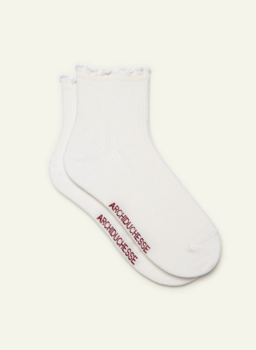 Wool White Frilly Socks