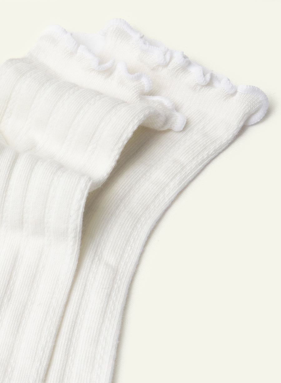Wool White Frilly Socks