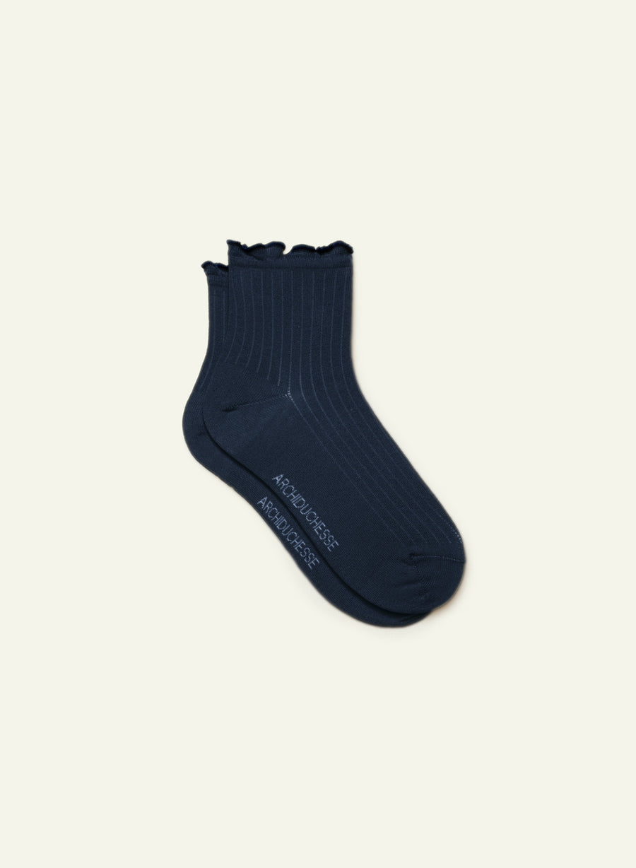 Navy Blue Frilly Socks