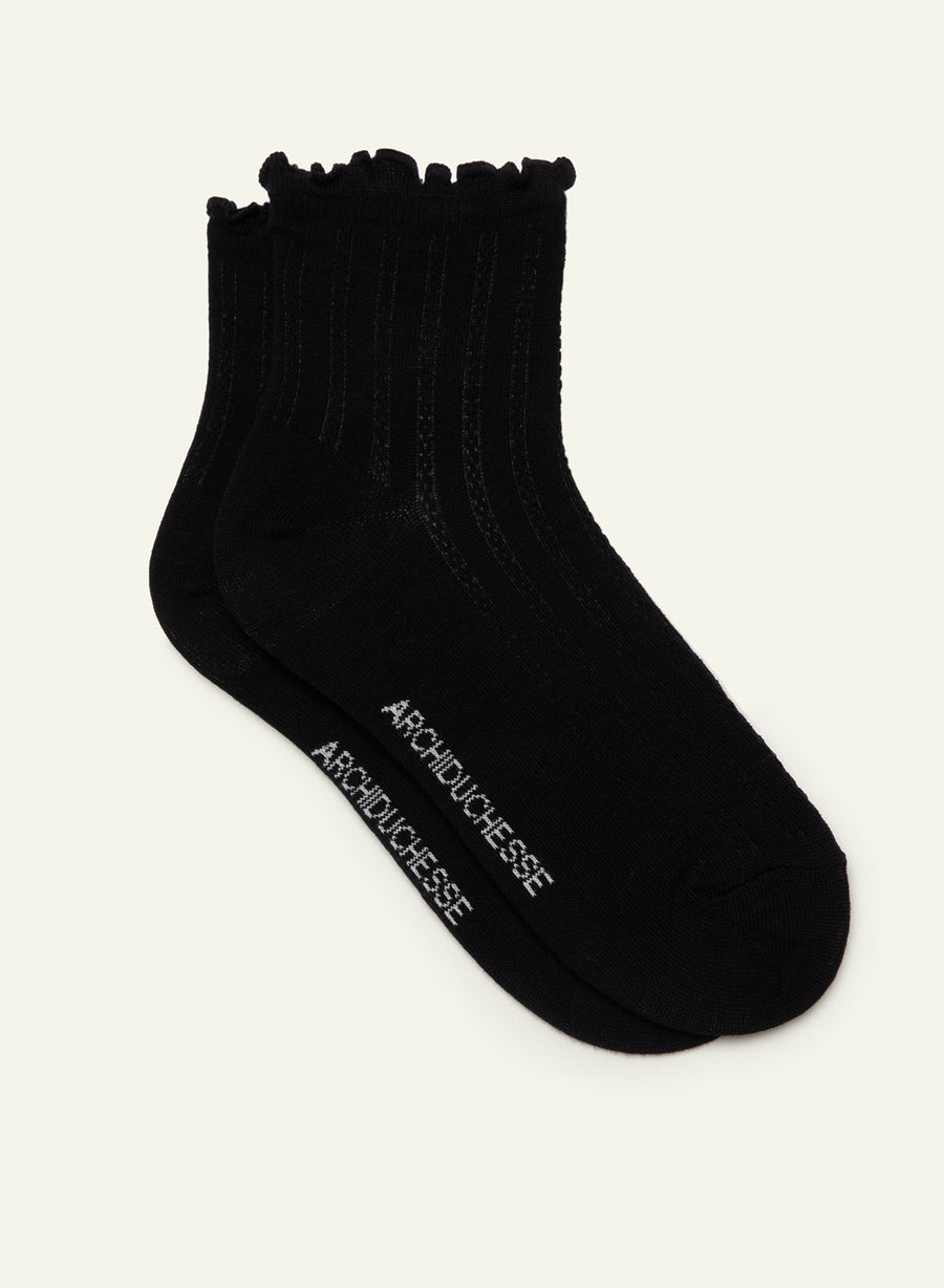 Liquorice Black Frilly Socks