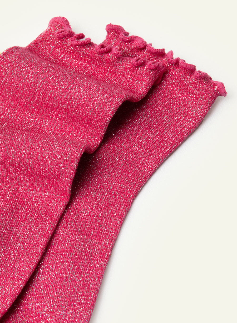 Sparkling Fuchsia Frilly Socks