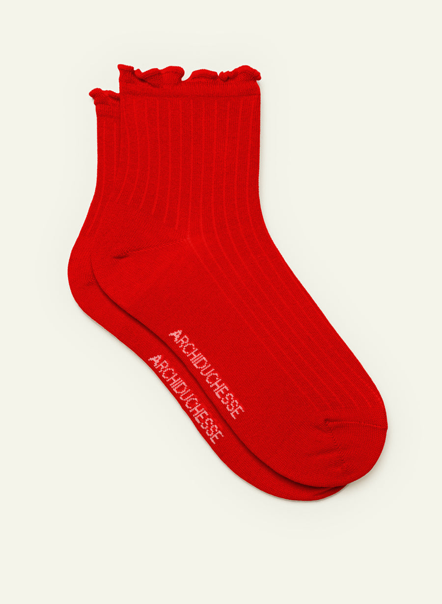 Cardinal Red Frilly Socks