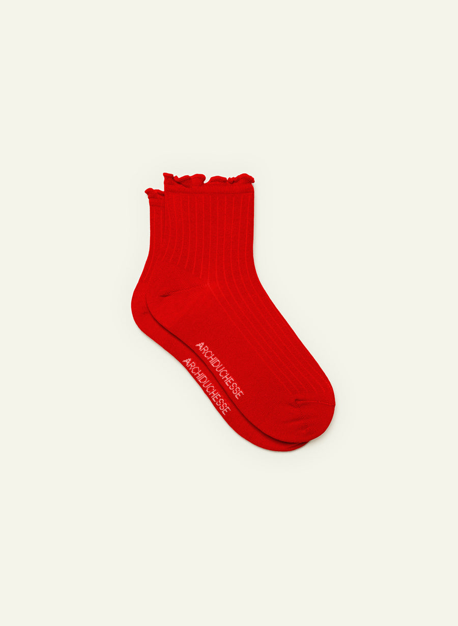 Cardinal Red Frilly Socks
