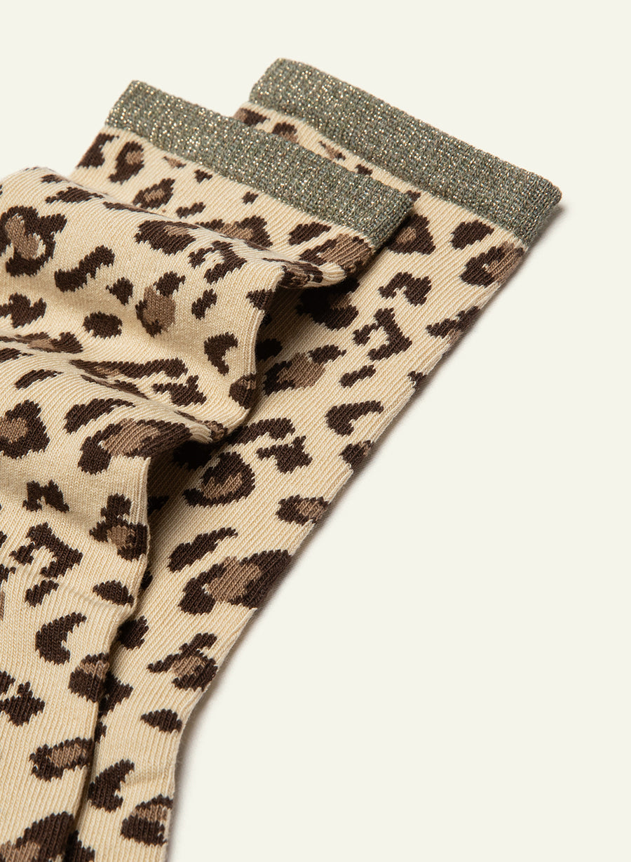 Chaussettes pailletées Léopard Scintillante Kaki - vue 4 - Archiduchesse