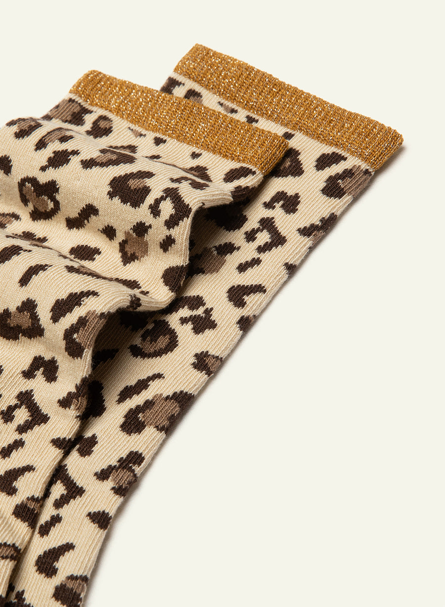 Chaussettes pailletées Léopard Scintillante Miel - vue 4 - Archiduchesse