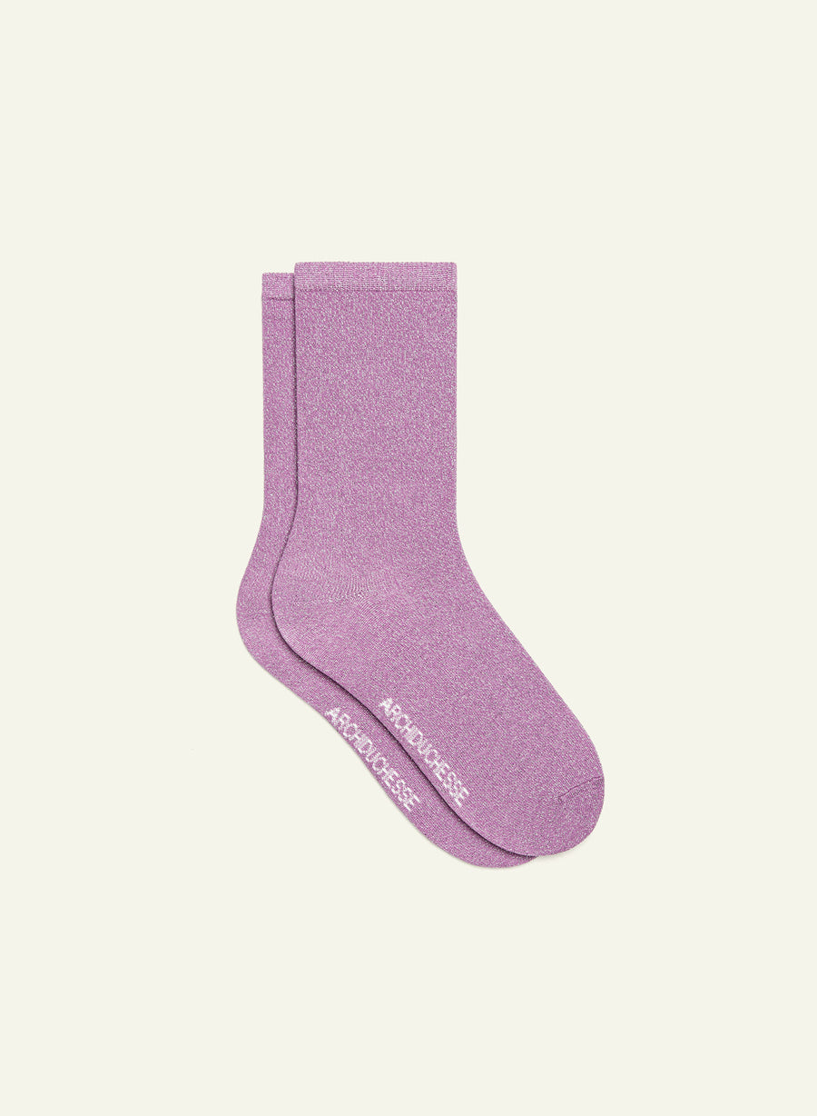 Chaussettes pailletées Pailletée Lilas - vue 2 - Archiduchesse