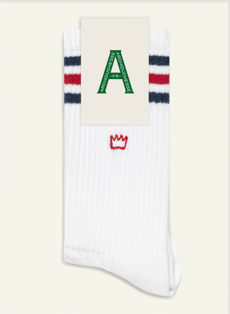 Chaussettes Bouclette rayée marine et rouge - vue 3 - Archiduchesse