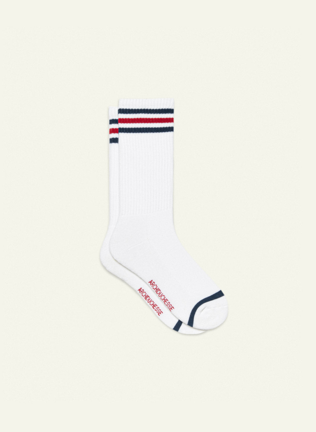 Chaussettes Bouclette rayée marine et rouge - vue 2 - Archiduchesse