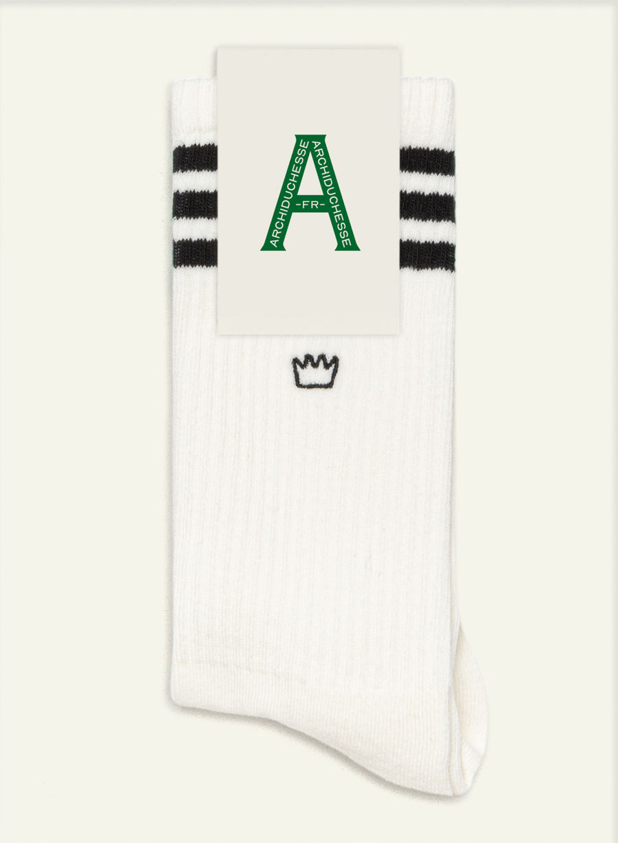 Chaussettes Bouclette rayée noire classique - vue 3 - Archiduchesse