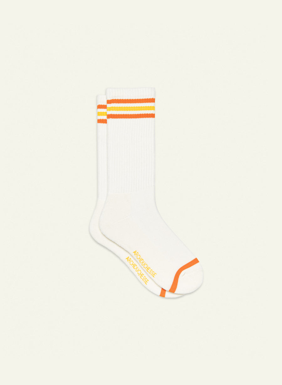 Chaussettes Bouclette rayée orange et jaune - vue 2 - Archiduchesse