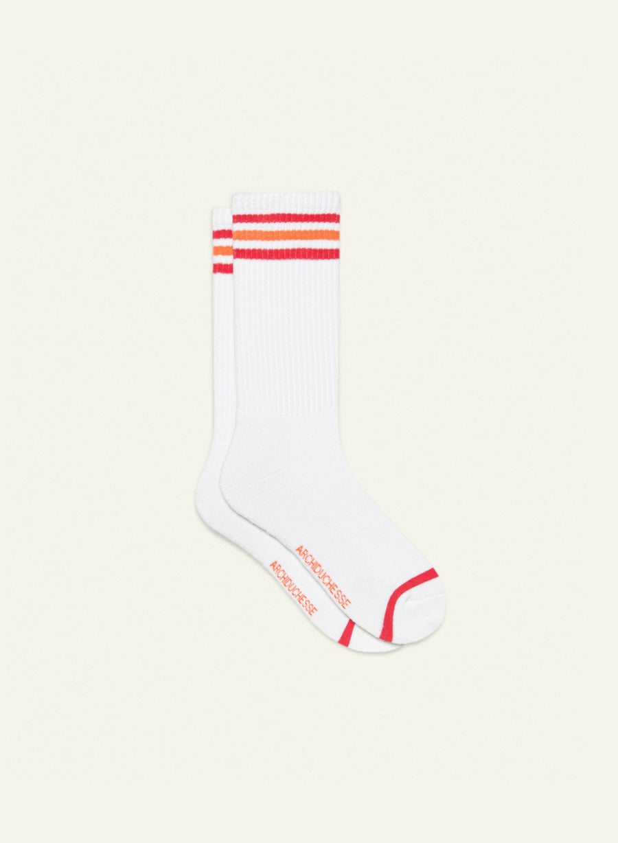 Chaussettes Bouclette rayée fuschia et pêche - vue 2 - Archiduchesse
