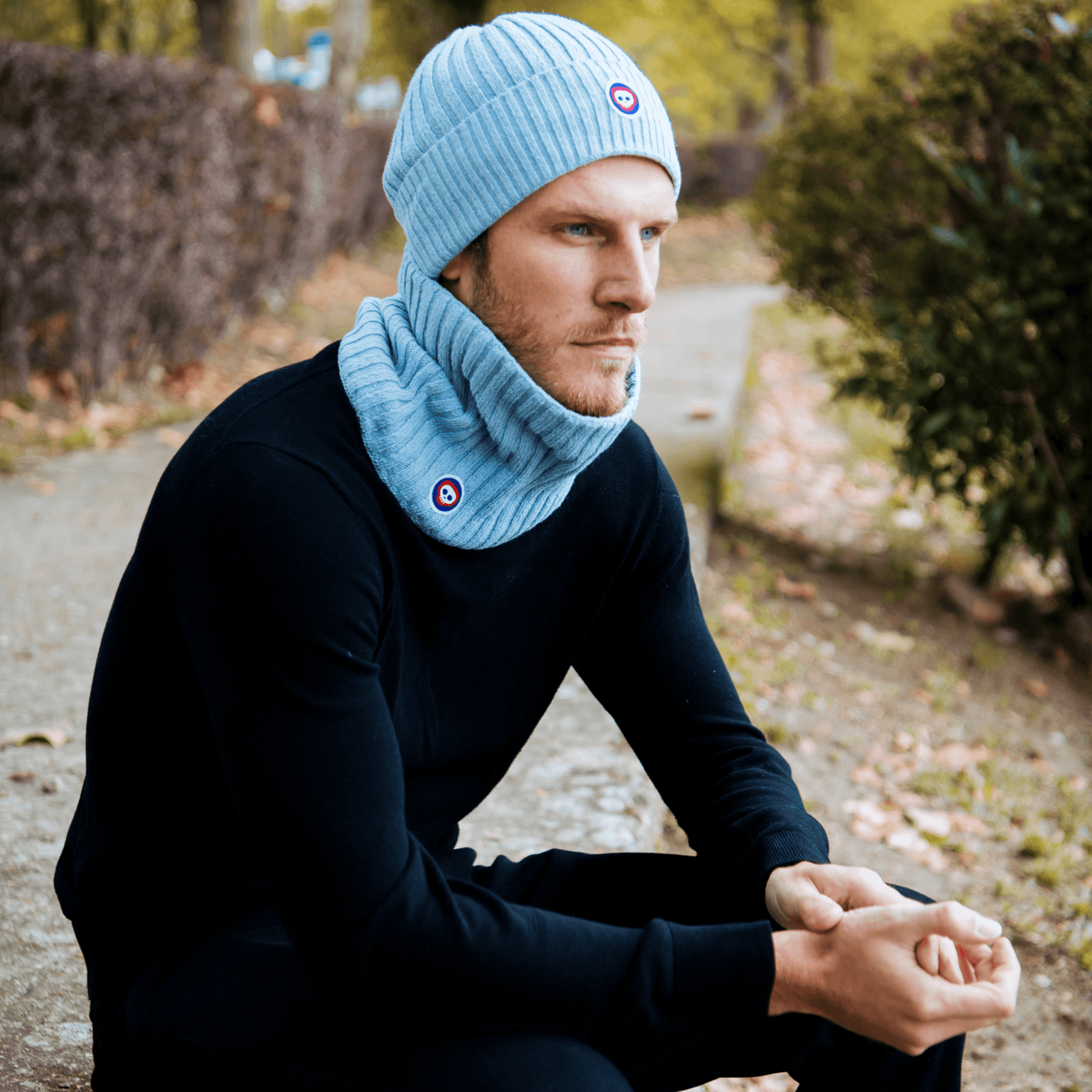 Tours de cou Bufanda de cuello azul cielo - Made in France - 3